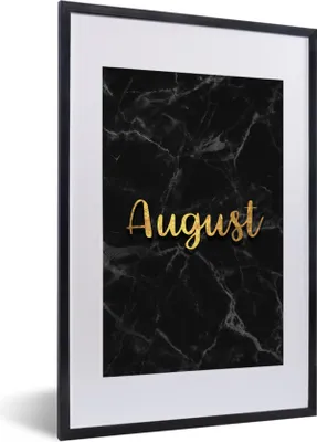 Produktbild von MuchoWow® Gerahmtes Poster Kalender - August - Gold - Marmor 40x60 cm - Poster mit Schwarzem Bilderrahmen Wandposter Rahmen Foto Bilder - Poster in Rahmen