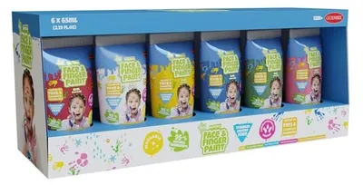 Obrázok produktu pre Natural Face & Finger Paint , Modrá, Zelená, Ružová, Červená, Biela, Žltá, Netoxické, Umývateľný, 65 ml