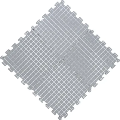 Zdjęcie produktu dla Zestaw 4 mat do blokowania dzianin z siatką po jednej stronie, z pianki o grubości 1,9 cm, łączone na zatrzaski, kolor szary