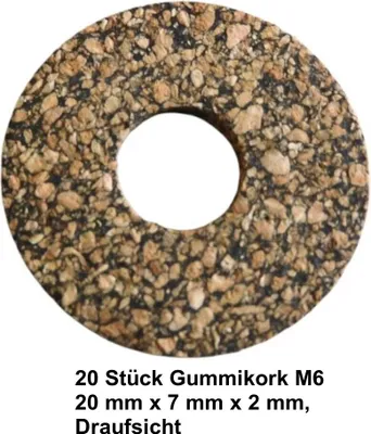 Produktbild von 20 Stück Gummikork M6 20 mm x 7 mm x 2 mm