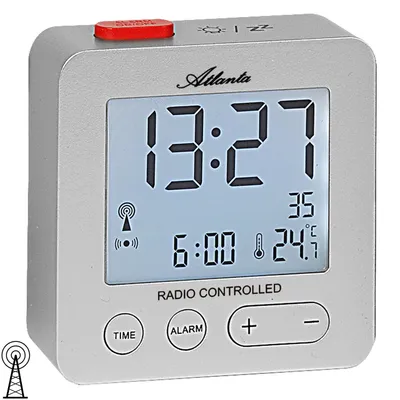 Produktbild von Atlanta 1882/19 Wecker Funk Funkwecker digital silbern mit Licht Temperatur