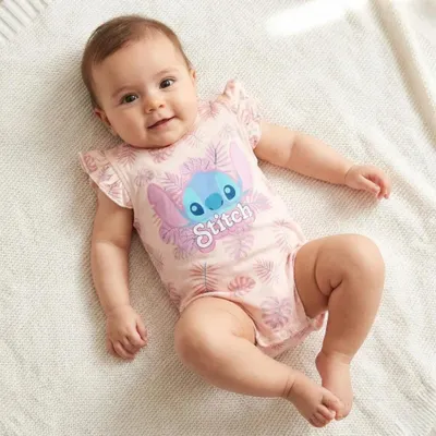 Produktbild von Disney Lilo und Stitch Baby kurzarm Strampler Einteiler – Rosa / 86