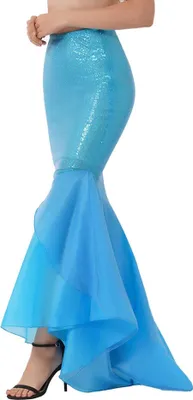 A person wearing a mermaid tail skirt.