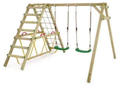 Immagine prodotto di Altalena per bambini Wickey Smart Hike con struttura per arrampicata e trave sospesa in verde