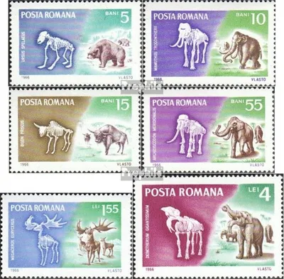 Produktbild von Briefmarken Rumänien 1966 Mi 2553-2558 (kompl.Ausg.) postfrisch Prähistorische Tiere