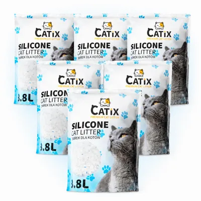 Image de CATIX Premium, litière pour chats en silicate, 22,8L, 9,9kg. Litière cristalline, peu poussiéreuse, antibactérienne et absorbant les odeurs, Image générée par une IA