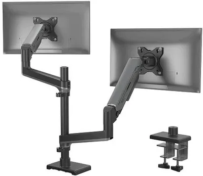 Zdjęcie produktu dla Uchwyt podwójny ramię monitora sprężyna gazowa ergonomiczny biuro