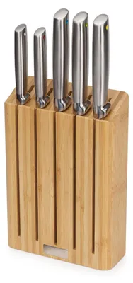 Produktbild von Ein 5-teiliges Messer japanischer Artset aus Edelstahl mit Holzblock