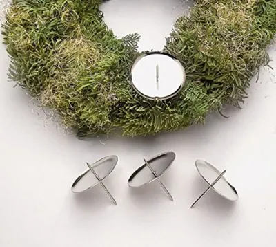 Produktbild von GLOREX Adventskranz-Kerzenhalter, silber, Durchmesser: 60 mm