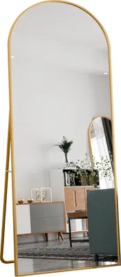 Obrázek produktu pro Obloukové zrcadlo po celé délce, 180 x 80 cm, nástěnné a stojací zrcadlo, do obývacího pokoje, zlatá barva