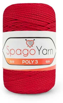 Produktbild von Spagoyarn Macrame Poly3 Kordel 1,5mm 100g Rot Polyester