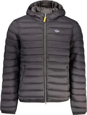 Produktbild von Schwarze Herrenjacke mit Kapuze, Applikation & vielen Taschen