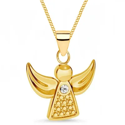 Schutzengel Halskette in Gelbgold für Frauen I Goldkette 45cm

