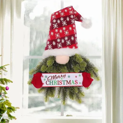 Produktbild von Weihnachtswichtel-Kranz – 60 cm, künstliche Fichte, schwedischer Wichtel, Tür-/Wand-/Fenster-/Kamindekoration
