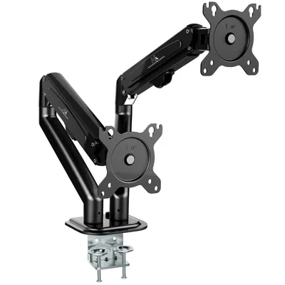 Image de Maclean MC-861N Support de moniteur à 2 compartiments Support de table pour 2 moniteurs avec ressort à gaz, bras pour moniteur Support de moniteur 13"-27" jusqu'à 14kg