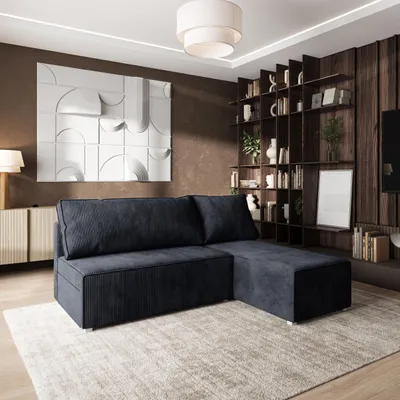 Produktbild von Masseno Ecksofa BRISO P mit Schlaffunktion L-Form, Sofa mit Bettkasten, Wohnzimmersofa, Couch, Soffa, Bettsofa, Couchgarnitur- Schwarz, POSO 135