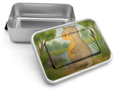 Produktbild von Mr. & Mrs. Panda Lunchdose Otter Bauch Design - Weiß - Geschenk, Satt, Sportmuffel, Seeotter, Snackbox, Essen. Foodlover, See, Lunchbox, voll Gefuttert, Essensbox