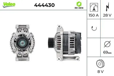 Produktbild von VALEO 444430 Lichtmaschine Generator LiMa 150A 28V passend für MERCEDES-BENZ ECONIC 2 UNIMOG