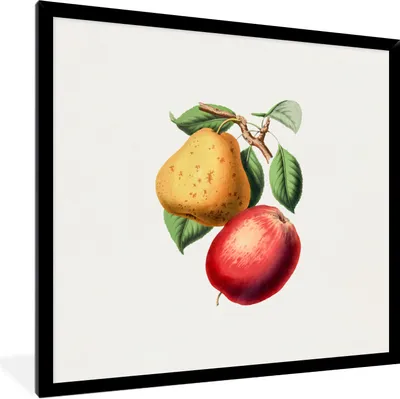 Produktbild von MuchoWow® Gerahmtes Poster Früchte - Frühling - Blätter 40x40 cm - Poster mit Schwarzem Bilderrahmen Wandposter Rahmen Foto Bilder - Mit Rahmen - Wanddekoration Schlafzimmer