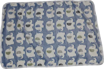 Produktbild von Pettimania Fleece Decke mit Elefanten-Motiv blau, Maße: 105 x 75 cm