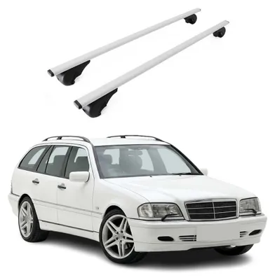 Imagen del producto de Barras de techo transversales para Mercedes S202 (1993-2000), color gris, acero, 2 unidades, Imagen generada por IA