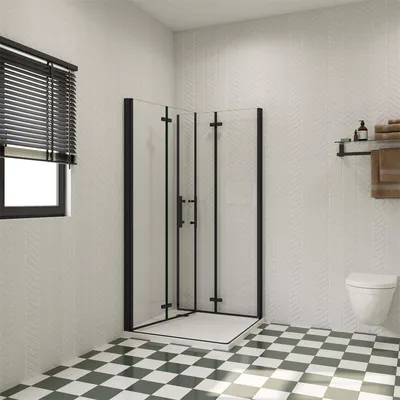 Produktbild von 110x90cm 185cm 6mm Eckdusche Duschtür Eckeinstieg Falttür Scharniertür