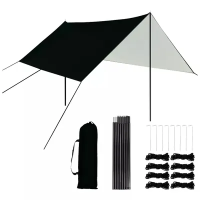 Produktbild von Camping Tarp, Zeltplane, Abdeckplane Wasserdicht, Sonnensegel, Camping Zelt Tarp, für Hängematte Outdoor Aktivitäten Wandern Picknick Reisen
