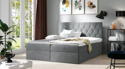 Obrázek produktu pro Postel boxspring TIBOR - 200x220, šedá + topper