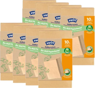 Produktbild von Swirl -Müll-Papier-Beutel 10L 10 Stück (8er Pack)