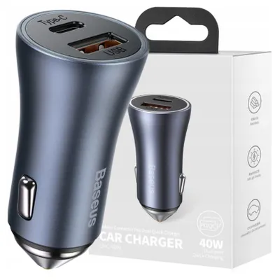 Obrázek produktu pro Baseus Rychlá autonabíječka Usb C / Usb 40W Pd 3.0 Qc 4+ Grey