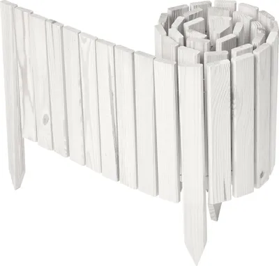 Produktbild von Garronda Beeteinfassung Holz Rollzaun Gartenzaun imprägniert Flexibler Rollborder Rasenkante  Länge: 200 cm (Weiß, Höhe: 30 cm)