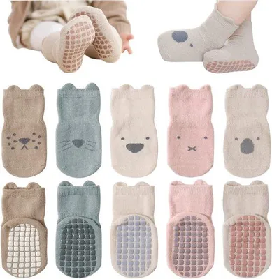 Productafbeelding van Famanu antislipsokken voor baby's en peuters - Thermische katoensokken met grip
