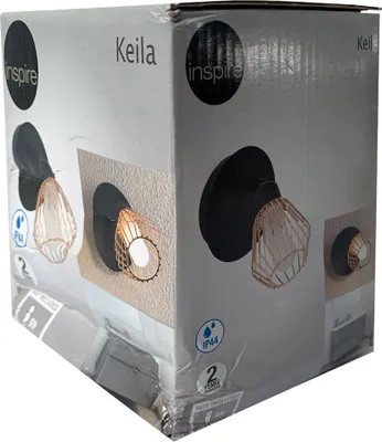 Productafbeelding van Inspire wandlamp Keila, koper, IP44, max. 20W, fitting G9, exclusief lamp, kantelbaar