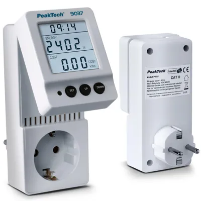 Produktbild von PeakTech P 9037 Energiekostenmessgerät – 0,1 W Auflösung, schwenkbares LCD, präzise Strom‑ & Verbrauchsmessung