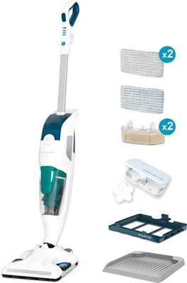 Produktbild von Rowenta RY7757, Aufrechter Dampfreiniger, 0,47 l, Weiß, Blau, 7,5 m, 0,47 l, 0,3 l