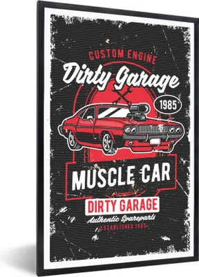 Produktbild von MuchoWow® MuchoWow® Gerahmtes Poster Mancave - Auto - Rot - Vintage 40x60 cm - Poster mit zchwarzem Bilderrahmen - Papierdruck - Wandbilder