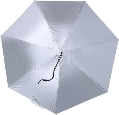 Produktbild von Stück 75 cm Sonnenschutz Winddichter Kopfmontierter Regenschirm Faltbarer Hutschirm (Außen silber, Innen blau)