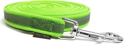Produktbild von Mystique® Gummierte Schleppleine 20mm mit Handschlaufe Standard Karabiner neon grün 10m