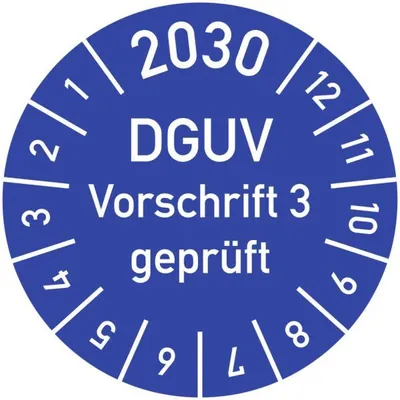Produktbild von Dreifke® Prüfplakette 2030 DGUV Vorschrift 3 , Dokumentenfolie, Ø 15 m...