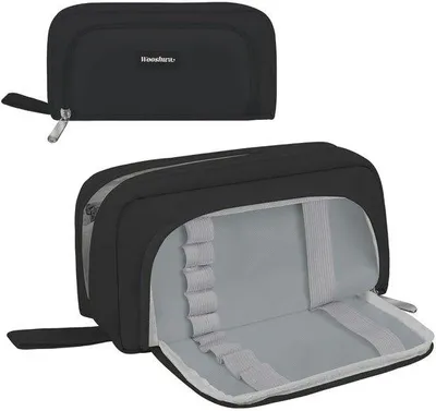 Image de Trousse de rangement pour enfants, trousse de rangement, 6 compartiments, trousse de rangement grande capacité, trousse de rangement pour garçons, filles, adolescents et adultes - noir