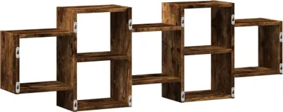 Obrázek produktu pro vidaXL Nástěnná police z kouřového dubu 129x18x42 cm Materiál na bázi dřeva