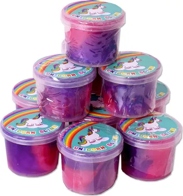 Produktbild von 12 Stück TE-Trend Einhorn Unicorn Glibber Glitzer Schleim Dose 40x30mm Kinder Mädchen Mitgebsel grün pink