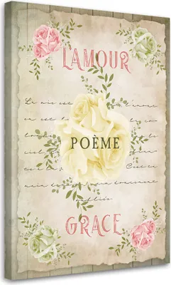 Produktbild von Leinwandbild Liebe Vintage-Blumen 60x90 Feeby Grün bild für die wand bereit zum aufhängen