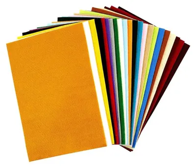 Image de Feutrine pour loisirs créatifs 20 x 30 cm x 1,5 mm, couleurs assorties, 180-200 g - 24 feuilles/paquet