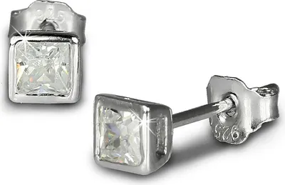 Produktbild von SilberDream Ohrstecker Damen Silber weiß Quadrat Zirkonia Ohrringe 4mm SDO704W