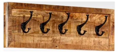 Produktbild von Wandgarderobe aus massivem Mangoholz mit 5 Haken