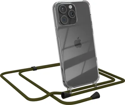 Produktbild von EAZY CASE Handykette kompatibel mit Apple iPhone 15 Pro Max, Handyhülle mit Umhängeband, Handykordel, Schutzhülle Clear, Band in Grün