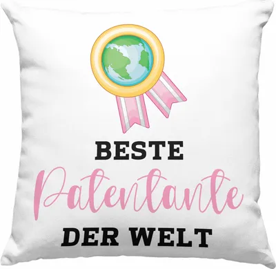 Produktbild von Trendation - Beste Patentante Der Welt Deko-Kissen mit Füllung 40x40 Geschenk Geburtstag Weihnachten Lustig Geschenkideen von Nichte LieblingsPatentante Hier Bin Ich (Grau)
