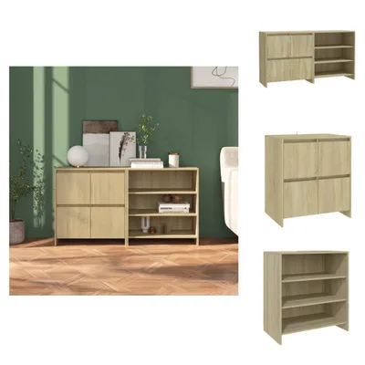 Produktbild von vidaXL 2-tlg. Sideboard Sonoma-Eiche Holzwerkstoff -  Sideboards