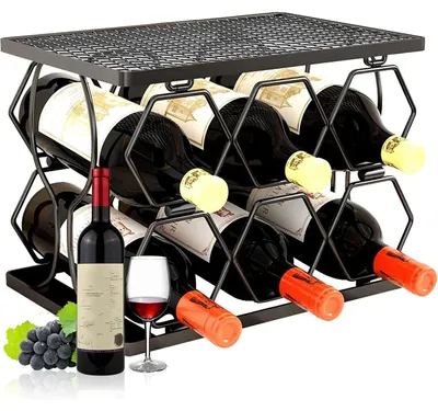 Weinregal aus Metall, freistehend, 6 Flaschen, 33x5x22 cm